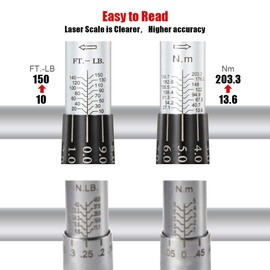 ARUCMIN 1/2-Inch Drive Click Torque Wrench (10-150 ft.-lb./13.6-203.3 Nm) Dual-Direction Adjustable Torque Wrench Set