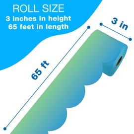 IXL 65Ft of Gradient and Groovy Bulletin Board Border, 1 Roll of Scalloped Trim for Rolling Whiteboard, Cork and Posterboard, Party, Office Decorations, and Classroom Decor