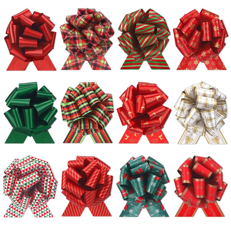 12 Pcs Christmas Bow for Gift Wrapping Presents Wrap Ribbon