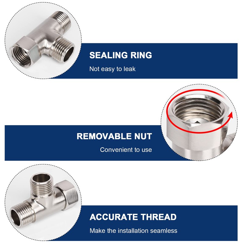 NearMoon Solid Brass G1/2" 3 Way Diverter Valve - Hose