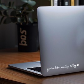 WCDHOR 2 x You Are Like Really Pretty Rearview Mirror Decal Water Bottle Stickers Affirmation Reminder Sticker Laptop Bumper Sticker Tumbler Vinyl Sticker Car Mirror Decal Funny Car De (You're Pretty, White)