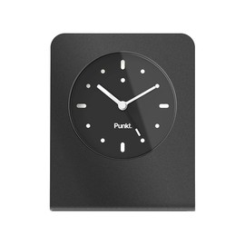 Punkt. AC02 Table Clock with Alarm Function, Analogue, Japanese Quartz Movement Aluminium body, Glass Frame, Design by Jasper Morrison, Made in Japan - Black