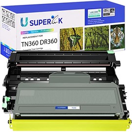 SuperInk 2 Pack Compatible for Brother DR360 Drum Unit TN360 Toner Cartridge (1 Drum,1 Toner) use in DCP-7030 DCP-7040 HL-2140 HL-2150N HL-2170W MFC-7340 MFC-7840W MFC-7440N MFC-7345N Printer