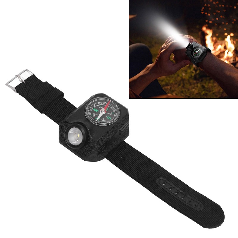 Wrist Flashlight Waterproof Rechargeable 5 Modes Watch Flashlight with Compass