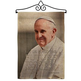 Build Future Together Pope Francis Catholic Gift Canvas Tapestry Plaque Kit Memorabilia Decor Fabric Quote Room Burlap Textile Church Wall Art Banner Remembrance Sign Fathers Day Religious Decoration