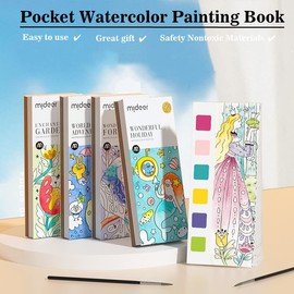 Pocket Watercolor Painting Book, Watercolor Paint Bookmark Portable Watercolor Paint Kit, Improve Creativity and Concentration for Artist Beginning Aldult Painters Kids (I - World Advernture)