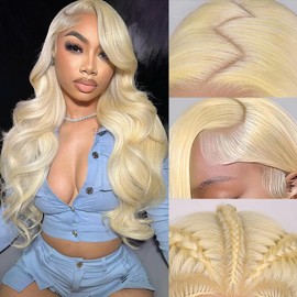 MARUOL 613 13x6 Lace Front Wig Human Hair Blonde Wig Human Hair Body Wave HD Transparent Lace Frontal Wigs Human Hair Pre Plucked with Baby Hair for Black Women 180% Density wigs 26 Inch