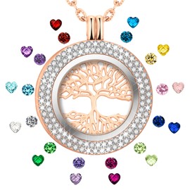 CHICNOW Christmas Necklaces for Women Tree of Life Necklace Locket Necklace Mothers Necklace Grandma Necklace Grandma Gift Birthday Gifts for Mom Rose Gold
