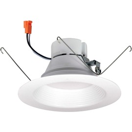 Nora Lighting 5 Inch Or 6 Inch Baffle LED Retrofit Fixture,120 Volt, Round, 12.5-Watt,90 CRI, 2700K,750 Lumens, White Onyx.