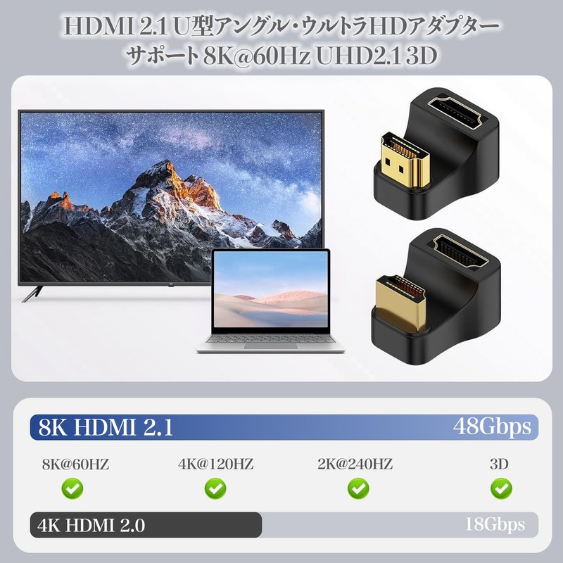 HDMI Right Connector HDMI L Adapter 2 Pcs L Shape