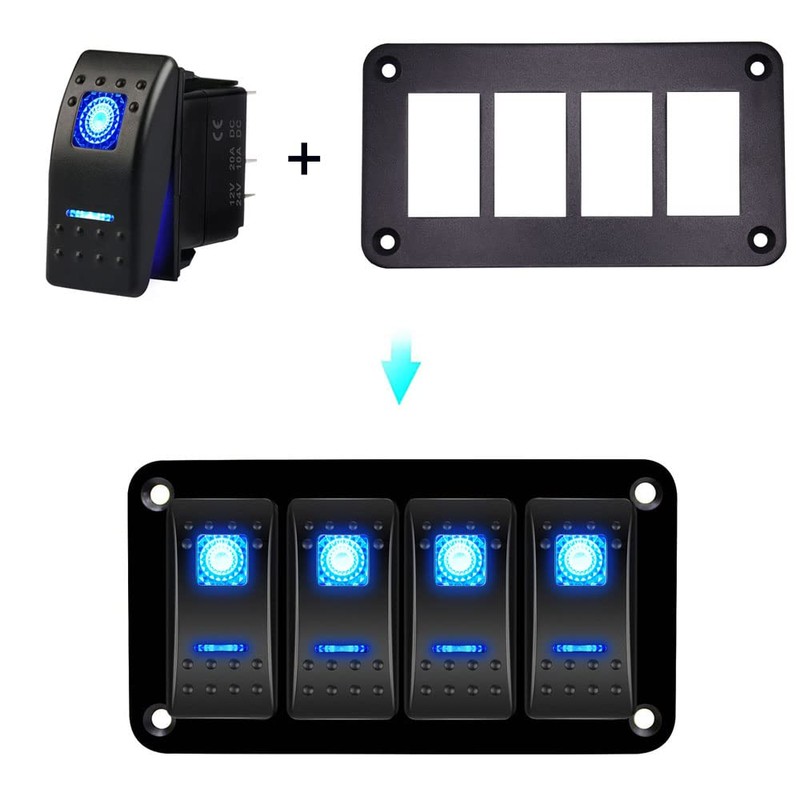 HOKAAER 4 Way Rocker Switch Panel Housing Holder, Rocker Toggle