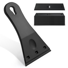 UIHRLM Plastic Scraper, Black Plastic Scraper Tool Non Scratch with 10 Razor Blades, Multipurpose Bigger Handle Cleaning Tool for Remove Stickers, Glue, Labels, Decals, Sticky Stuff Residue