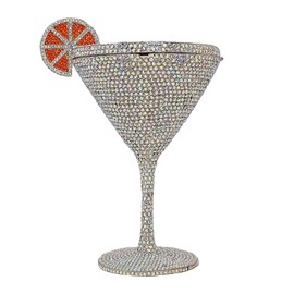 HUANG ZHUANG Goblet Evening Bag Women Cocktail Cup Rhinestone Clutch Purse Funny Crystal Party Bag Cute Prom Handbag(Silver ab)
