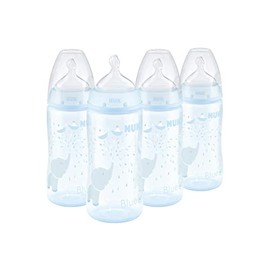 NUK Smooth Flow Anti Colic Baby Bottle, 10 oz, 4 Pack, Blue Elephant