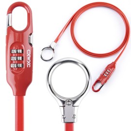 CXWXC Bicycle Wire Lock Lightweight Compact 3 Digit Dial Length 1.8m Earth Lock Anti-Theft Red (PL-3001)
