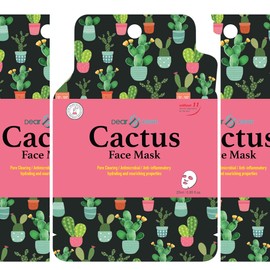 DearDerm Moisturizing Sheet Masks, Facial Mask Skincare - Soothing, Firming, Purifying, Moisture, Nurturing, Brightening, Elasticity – Cactus (10 Sheets)