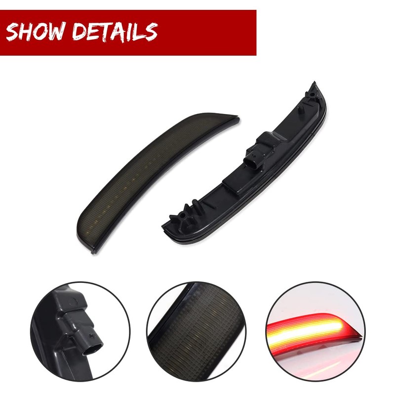 GTINTHEBOX Smoked Lens Rear Red Led Side Marker Light Kit