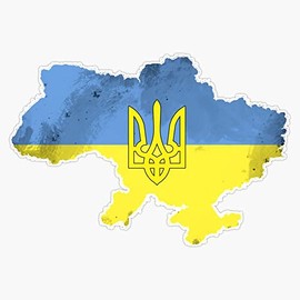 Magnet Ukraine Trident Ukrainian Map Flag Texture Magnetic Sticker Decal 5"