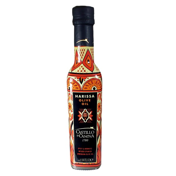 Castillo de Canena Harissa Spicy and Aromatic Infused Extra Virgin Olive Oil (250 ml) Spanish Arbequina Olives