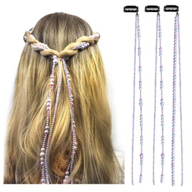 YunZh Faux Pearl Beads Braiding Clips DIY Accessories Fashion Hair Band Chain for Women Girls (purple)