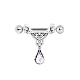 Celtic Floral Tiara Ear Cuff with Tear Drop WildKlass Dangle 316L Surgical Steel 16 Gauge