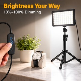70-LED USB Video Light Kit with Adjustable Tripod Stand, 4 Color Filters and 10-100% Dimming