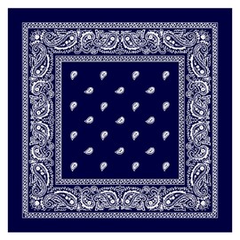 L&M® 12Pcs Bandanas 100% Cotton Paisley Print Head Wrap Scarf Wristband (Dark Blue)
