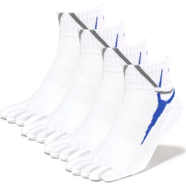 Finger 5 Toe Socks, Men's, Women's, Cotton, Sports, Ankle Length, Crew Length, Antibacterial, Deodorized, Four Seasons, Set of 4 Pairs, Hole in One - 022BL