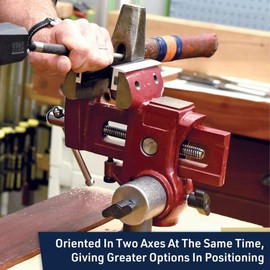 Ultimate Versatile Work Bench Vise - Table Vise with 2 Axes of Rotation - 4.5” Max Jaw Opening Table Vice Clamp with Offset Arm and Vertical Mount for Woodworkers or Metal Shops by Kings County Tools