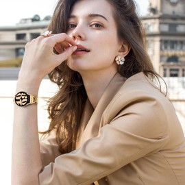 Dirrelo Metal Strap Compatible with Samaung Galaxy Watch 6 5 4 7 Strap 40mm 44mm - X-Shape Magnetic Mesh Loop Band for Galaxy Watch FE/6 Classic 47mm 43mm/4 Classic 42mm 46mm/5 Pro Women, Royalgold