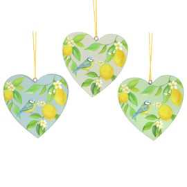 Gisela Graham Lemon Heart Hanging Easter Decorations, Set of 3