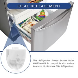 [Upgraded] AHJ72909001 Refrigerator Freezer Drawer Roller for LG/Kenmore Refrigerators, Freezer Tray Roller, Replaces AHJ73329901, AP4671331