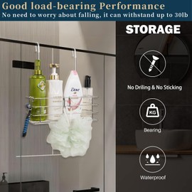 Seltomer Shower Caddy Hanging Shower Rack SUS304 Stainless Steel Hanging Shower Orangizer with Hooks Over The Door, Shampoo Basket Storage (Single-Layer)