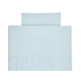 KraftKids Muslin Mint Dandelions Bedding Set with Pillow 40 x 60 cm and Duvet 135 x 100 cm, Cotton Duvet Cover, Handmade Bed Linen, Made in the EU