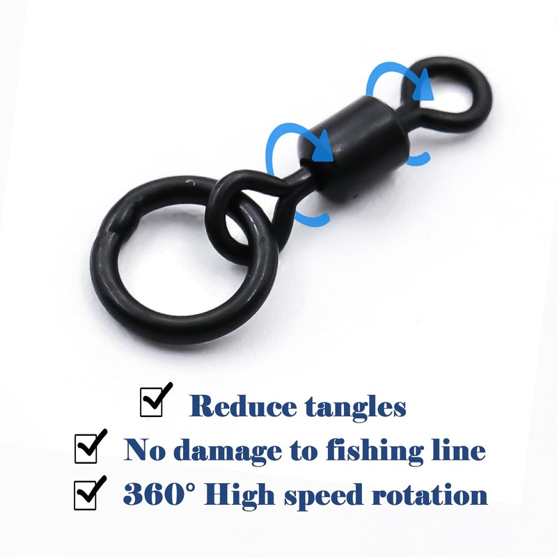 9KM DWLIFE Fishing Flexi Ring Swivels 30Pcs High Strength Micro