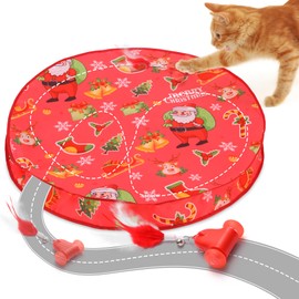 Pubialo 2 in 1 Christmas Interactive Cat Toys for Bored Indoor Adult Cats,Motion Activated Automatic Hide and Seek Cat Mat Toy,Self Play Cat Toys,Cat Stimulation Toys for Indoor Cats,Moving