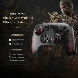8Bitdo Ultimate 2C Wireless Controller for Windows PC and Android, with Hall Effect Joysticks and Hall Triggers, 1000Hz Polling Rate, and Remappable L4/R4 Bumpers - Black Myth: Wukong