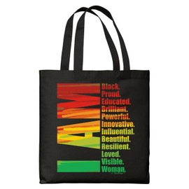 Historical Black History Gift For Women I Am Black Attributes Woman Black Canvas Tote Bag