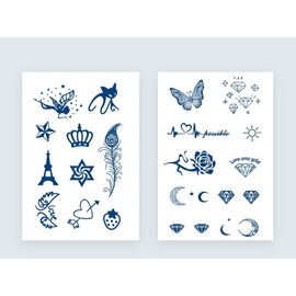 2 Blätter Temporäres Mond Tattoo Diamant Tattoo Herzschlag Tattoo Schmetterling Semi-Permanentes Tattoo GZ59 247