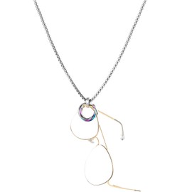 QoTang Eyeglass Holder Necklace Ring for Women Man Stainless Steel Glasses Holder Strap Chain Eye Glass Holder Necklace Chain Eyeglass Loop Anti-Lost Chain for Sunglasses