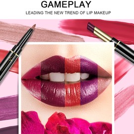 LICHENGTAI Lipstick and Lip Liner Set, Matte Lipstick, Velvety Lipsticks, Waterproof Lip Liner Pencil, 2-in-1 Durable Lip Gloss, Long Lasting Non-Stick Cup, Sexy Colours Lipsticks