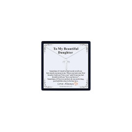 U7 Kreuzkette Silber Damen Geschenke für meine Tochter mit Glückwunschkarte inkl. Umschlag, 40cm O-Kette + 5cm Verlängerungskette,Geschenk für Geburtstag Christentum Religion Weihnachten