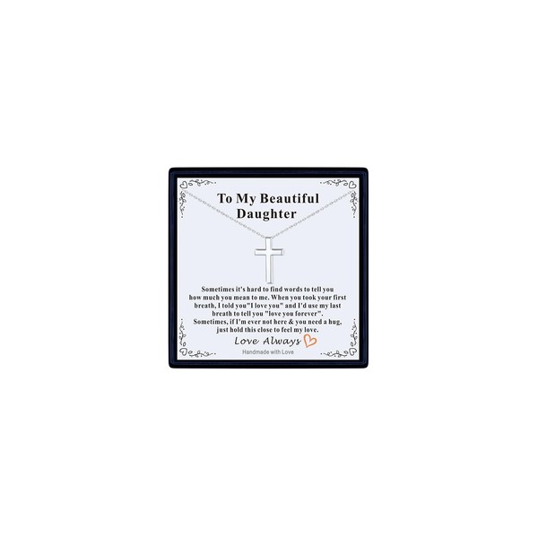 U7 Kreuzkette Silber Damen Geschenke für meine Tochter mit Glückwunschkarte