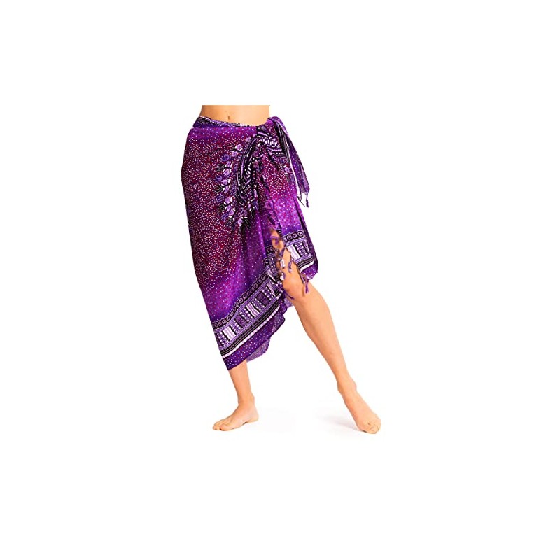 PANASIAM Sarong, Pareo in Maoi Design, Lightweight Summer Scarf Made
