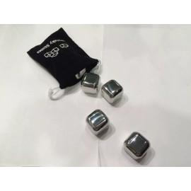 C-Spin 4x Metal Whisky Stone Cooling Cold Cool Wine Stones Rocks Bag Ice Cubes w Bag