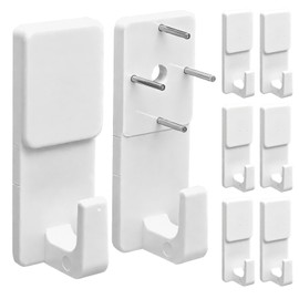 Giitoo Hidden Wall Hooks, 6 Pieces, Strong Load Capacity 22.0 lbs (10 kg), Thin 0.16 inches (0.4 cm), Plastic, Easy Installation, For Home Appliances Decoration, White, Single Item
