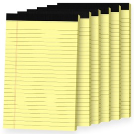 Ciphyfee 6pcs Small Note Pads, Yellow Notepads 5x8 College Ruled Notebook, Writing Pads 5 x 8, Legal Pads, Pad Paper Perforate Notebooks for Work, Message, School, Office Supplies,30 Sheets/Pack