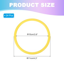 PATIKIL 4.3 Inch Plastic Ring-Toss Rings for Bottles, 24 Pack Carnival Rings Plastic Hoops for Speed and Agility Practice Outdoor Party Favor, Yellow