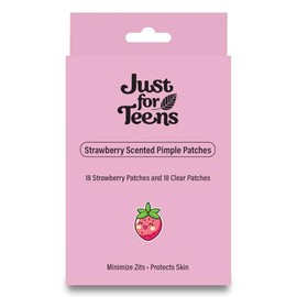 Just For Teens Strawberry Scented Pimple Patches, 36 Count, 18 Strawberry Shape and 18 Clear patches, Minimizes Zits