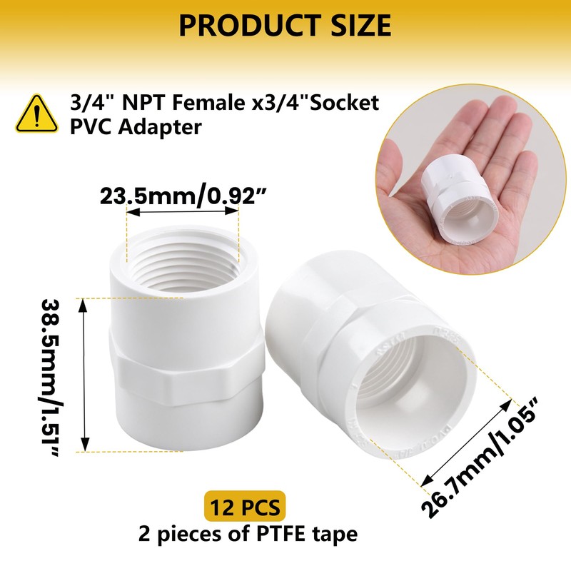 3/4" PVC Female Adapter – SCH40 Socket x NPT Female,
